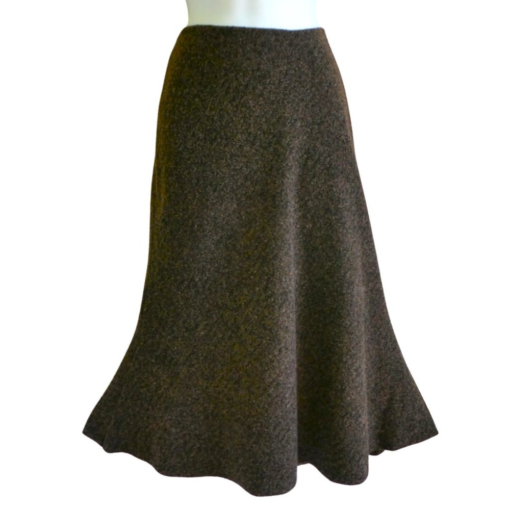 Bailey 44 USA Trumpet Midi Skirt Brown Pull On Textured Lined NO Slit M